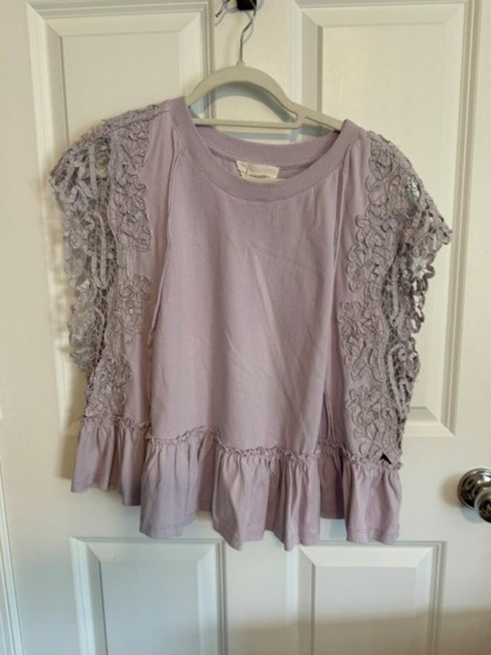 By Anthropologie Babydoll Lace Top 1x - Lavender